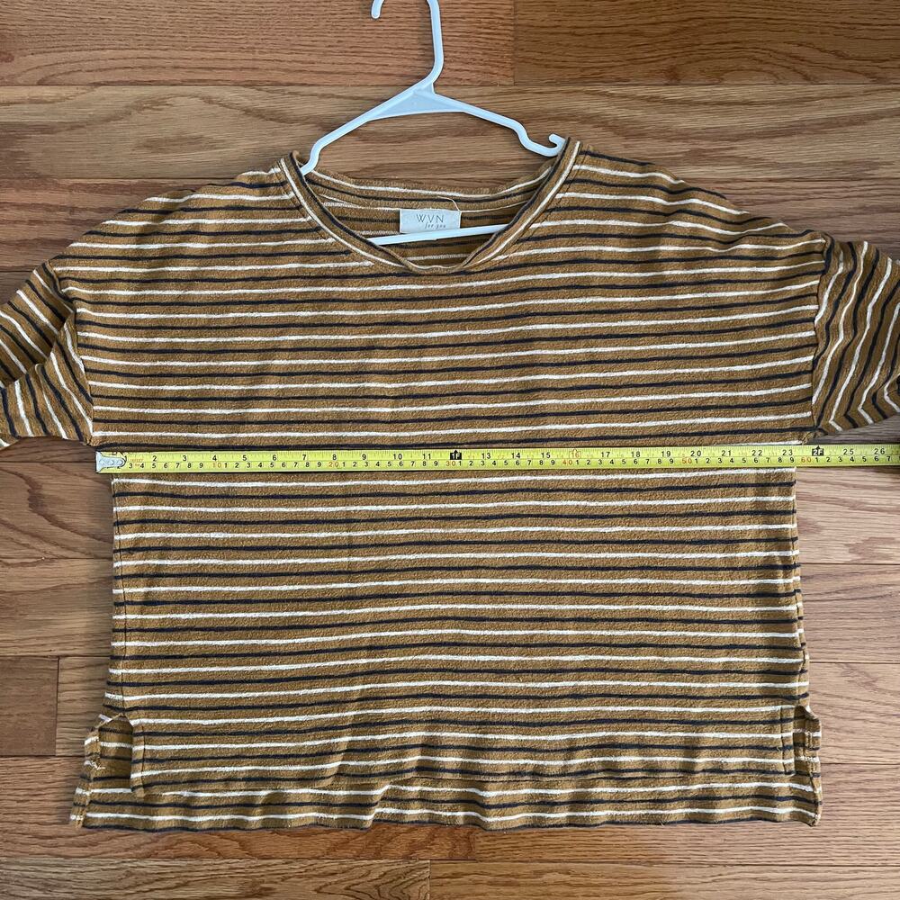 WVN For You Womens L Riki Stripe Sweater Golden Brown Boxy Organic Cotton - Picture 8 of 11